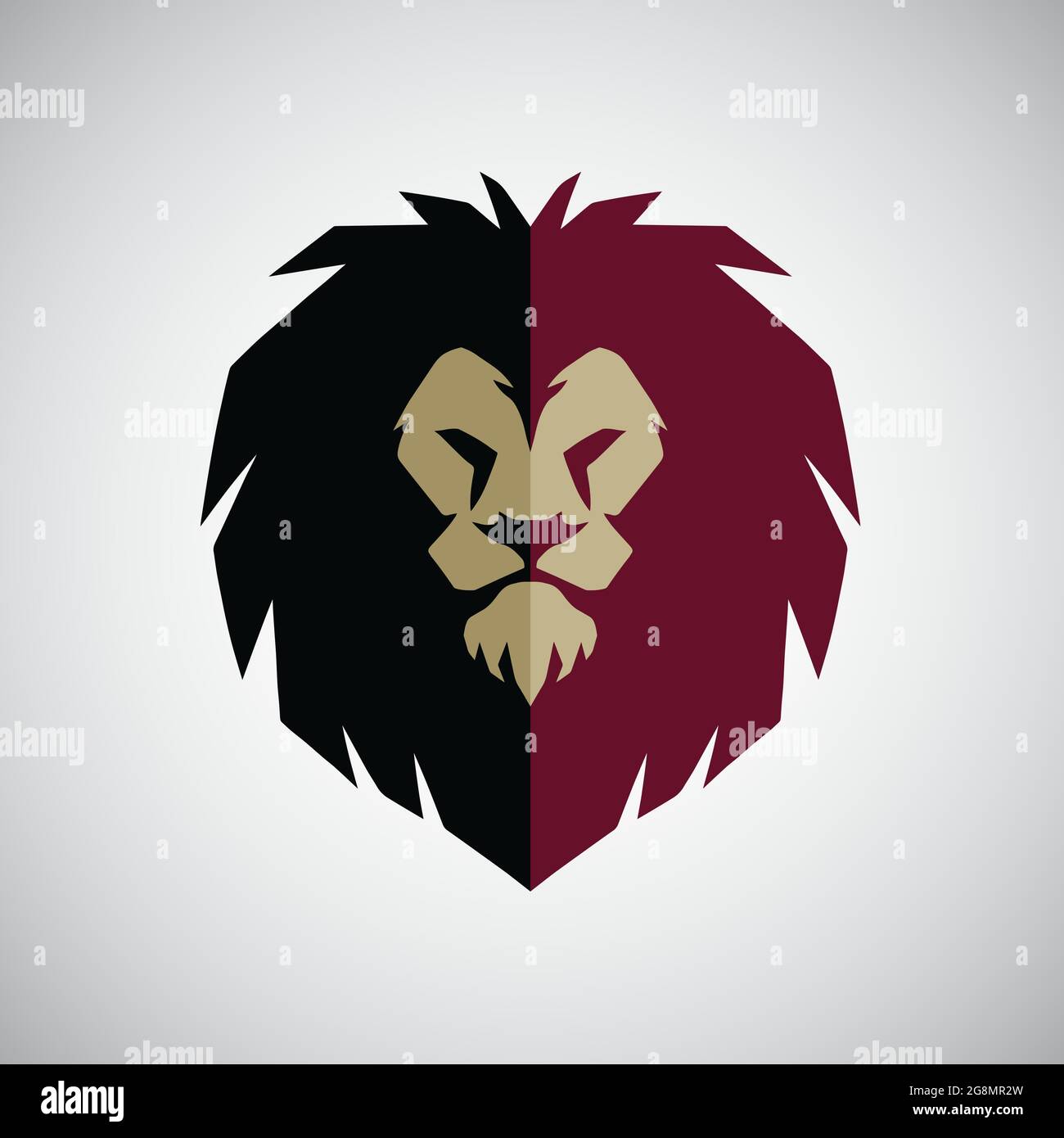 Lion Head Mascot Logo Flat Design Vector Illustration Icon Stock Vector