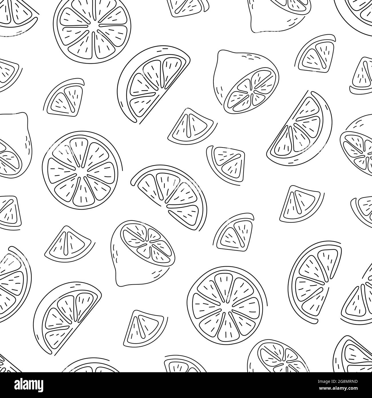 Seamless pattern of hand drawn lemons. Citrus fruit background. Perfect ...