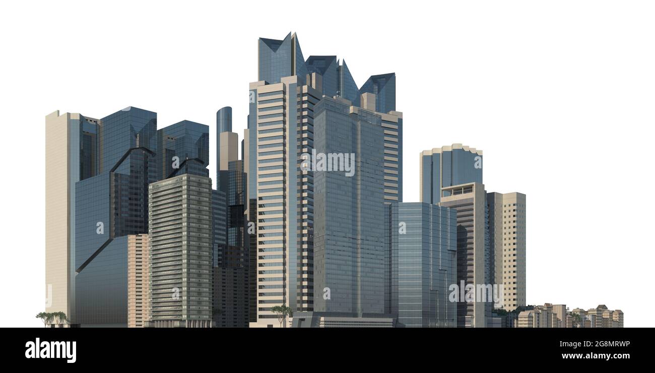 3D illustration cityscape isolated on white background Stock Photo - Alamy