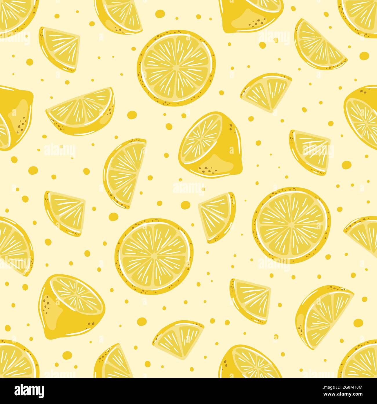 Seamless pattern of hand drawn lemons. Citrus fruit background. Perfect ...