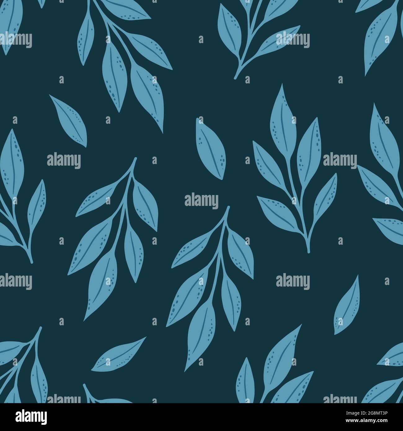 Seamless floral pattern with blue leaves. Perfect for textile wallpaper ...