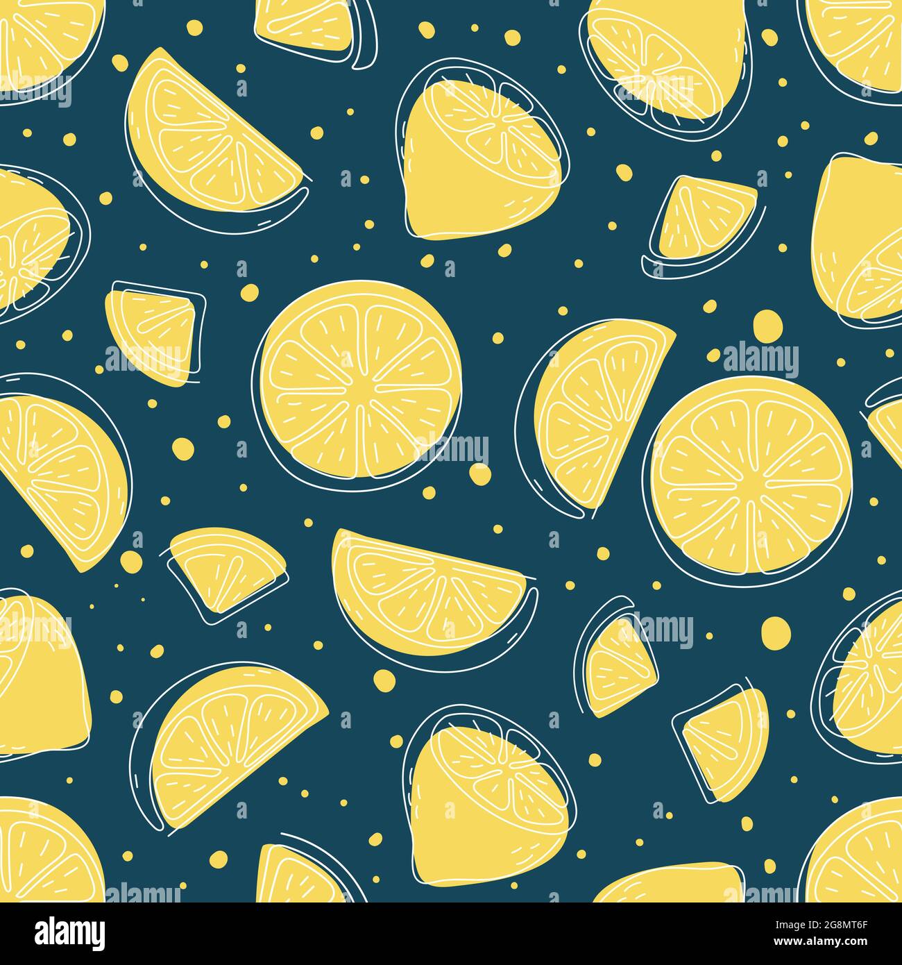 Seamless pattern of hand drawn lemons. Citrus fruit background. Perfect ...