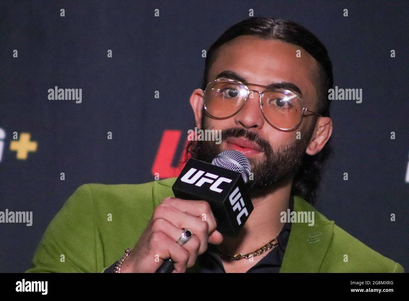 Las Vegas, Nevada, United States. 21st July, 2021. LAS VEGAS, NV - JULY 21: Kyler Phillips interacts with media during the UFC Vegas 32: Media Day at UFC Apex on July 21, 2021 in Las Vegas, Nevada, United States. (Photo by Diego Ribas/PxImages) Credit: Px Images/Alamy Live News Stock Photo