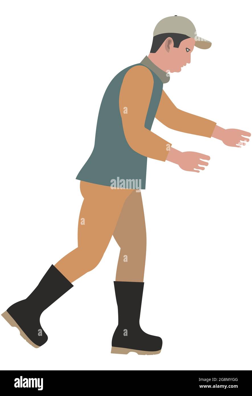 Digital illustration of a farmer isolated on a white background Stock ...