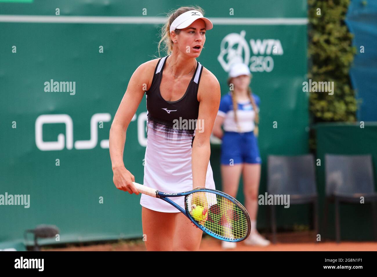 Anna Bondar (HUNGARY) plays against Anna Karolina Schmiedlova (SLOVAKIA)  during the BNP Paribas Poland Open Tournament (WTA 250 category) in Gdynia.  (Final score 6:2, 7:6, 6:1 for Bondar). (Photo by Grzesiek J?drzejewski/SOPA