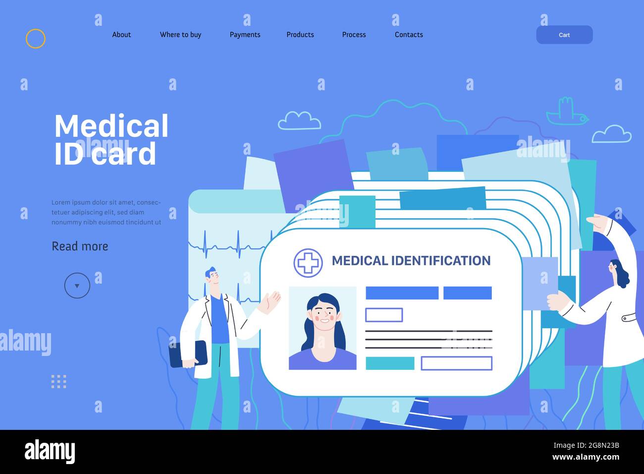 Medical id card, health card medical insurance web template. Modern