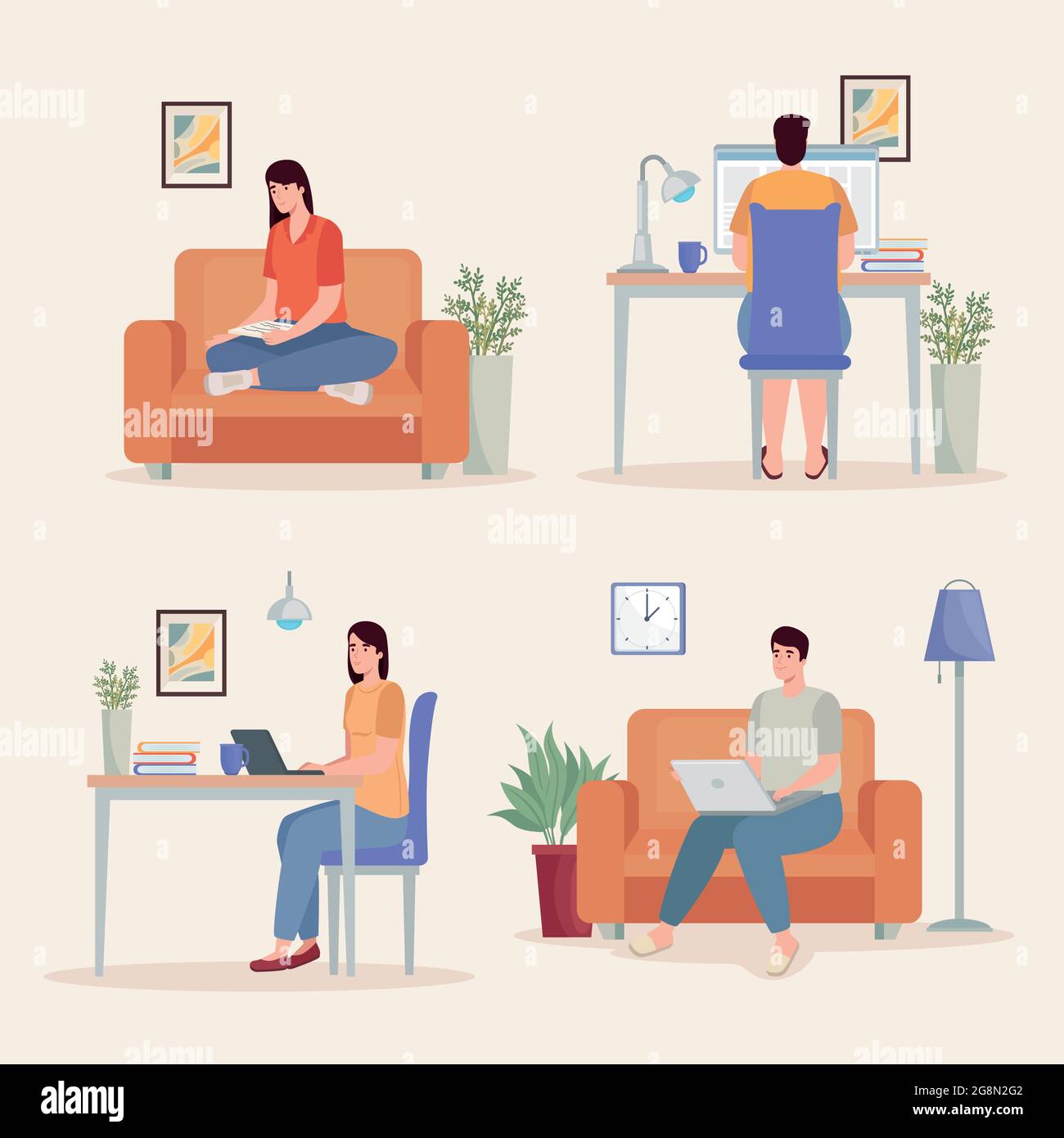Man works online home working Stock Vector Images - Alamy