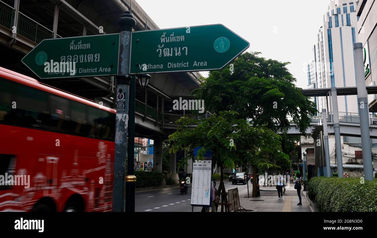 Sukhumvit Road in Bangkok Thailand Bleak Economy Nana to Asoke  Covid-19 pandemic Neighborhood Stock Photo