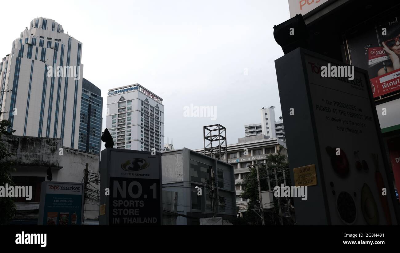 Sukhumvit Road in Bangkok Thailand Bleak Economy Nana to Asoke  Covid-19 pandemic Neighborhood Stock Photo