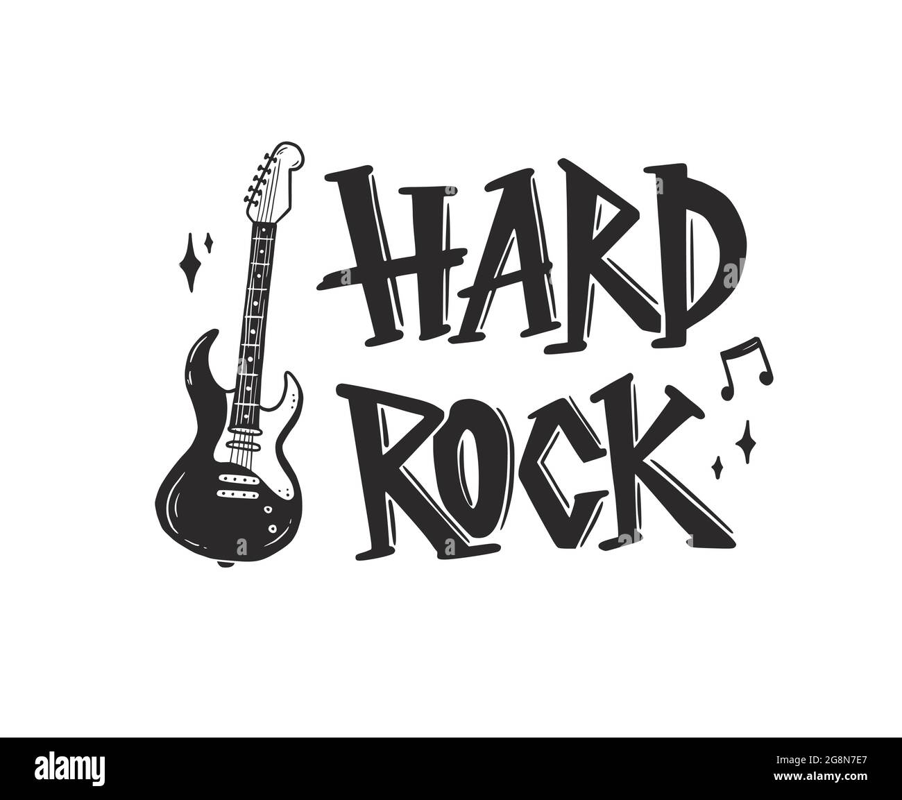 Hand drawn electric guitar with rock text. Doodle sketch style. Drawing  line simple guitar poster. Isolated vector illustration Stock Vector Image  & Art - Alamy