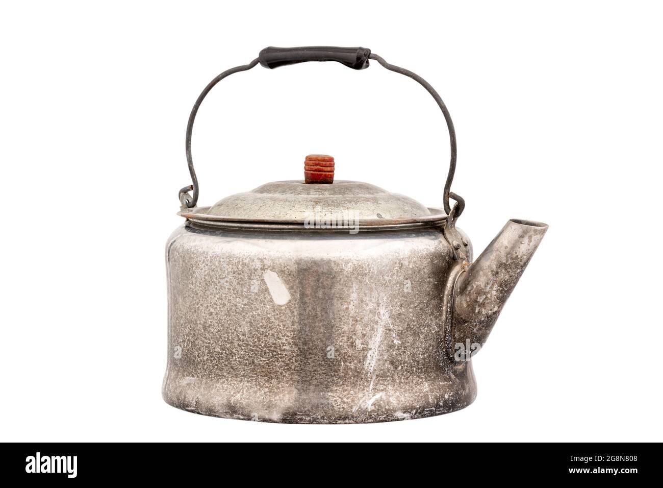 Antique Aluminum Tea Kettle On White Background Stock Photo - Alamy