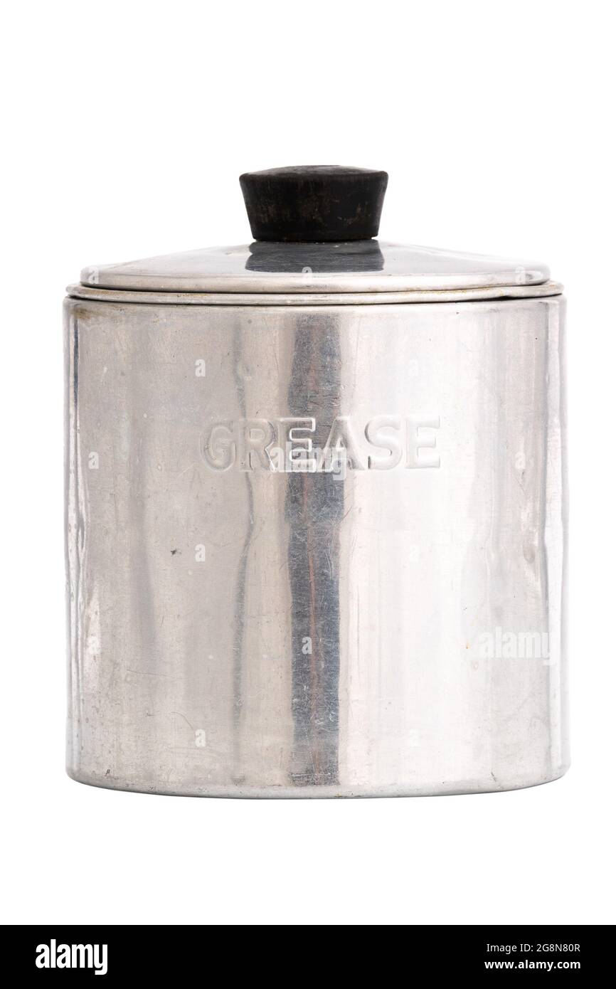 Antique Grease Container On White Background Stock Photo Alamy