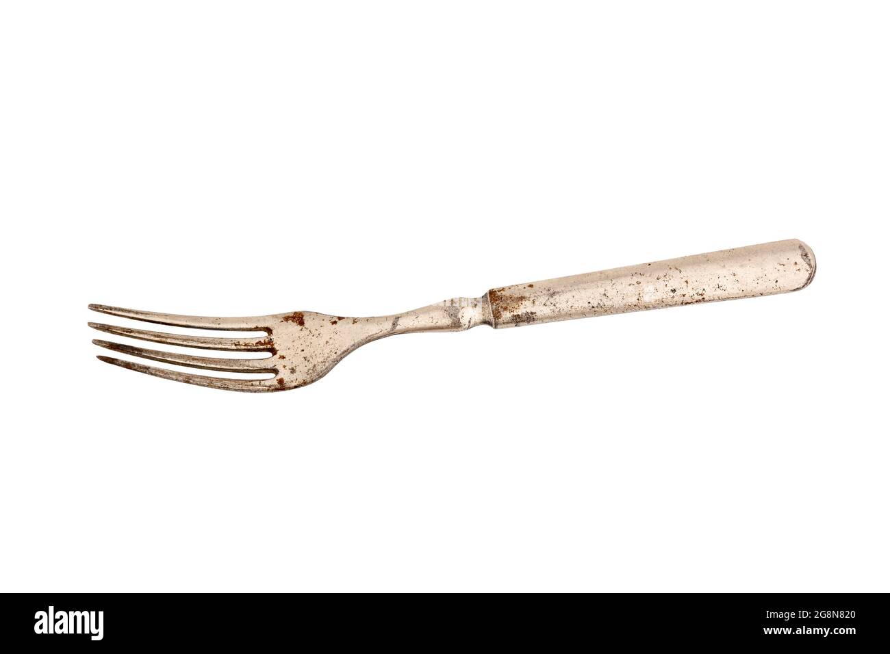 Antique Metal Fork On White Background Stock Photo Alamy