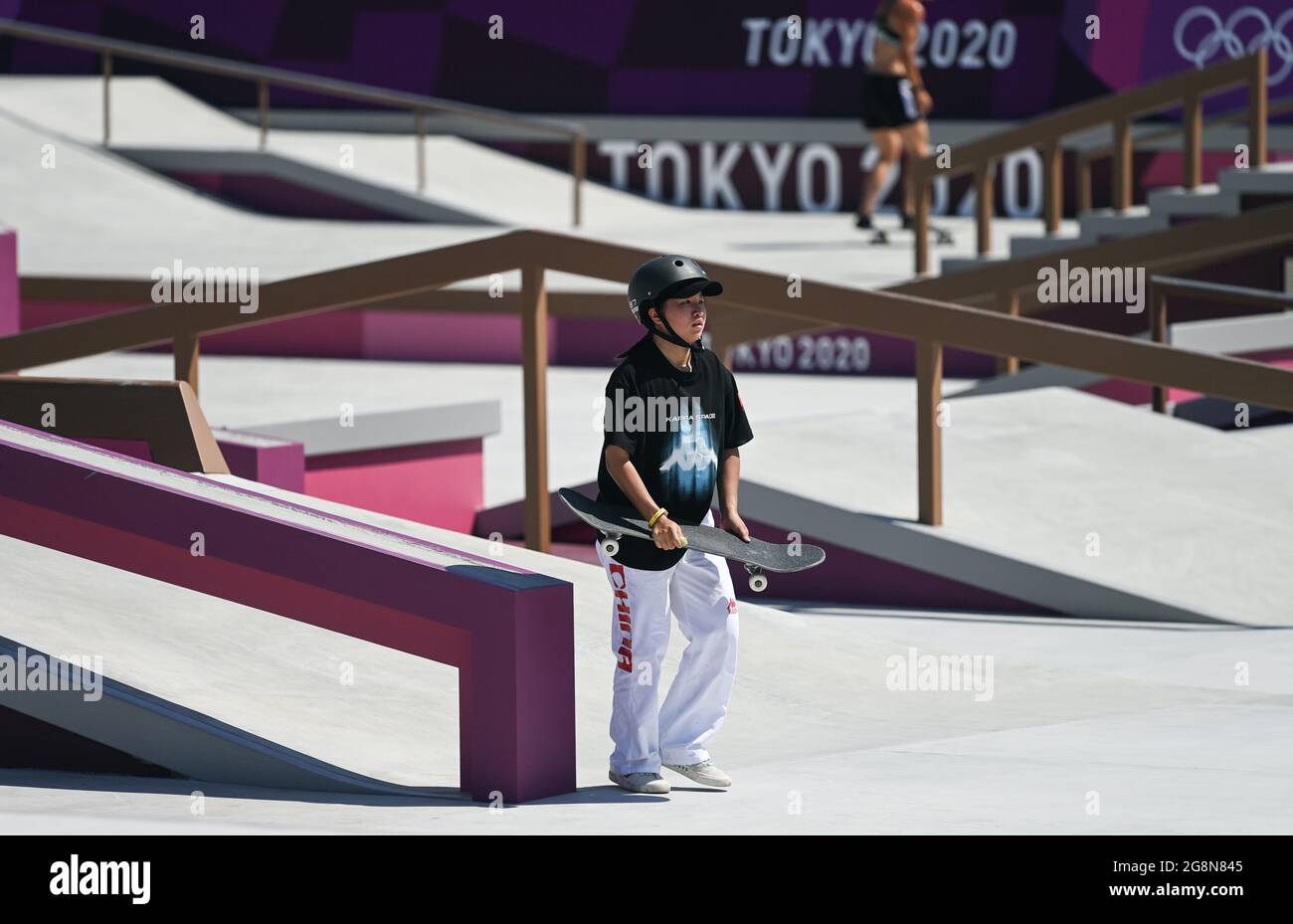 Tokyo, Japan. 22nd July, 2021. Zeng Wenhui of China skateboarding team ...