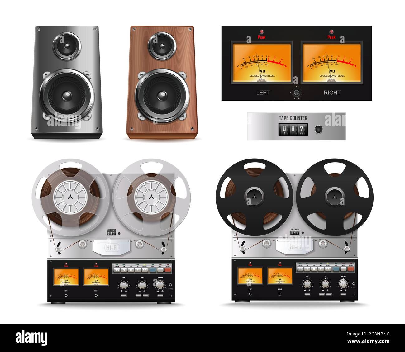 Two sound speaker and reel tape recorders Stock Vector Image & Art Alamy