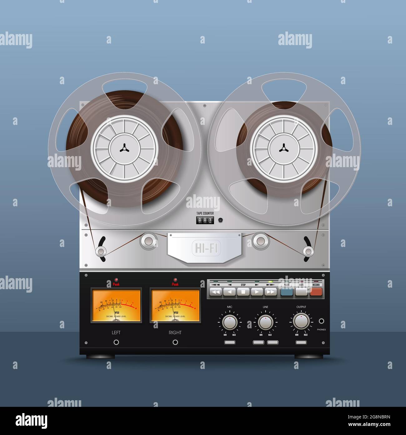 Vintage Analog Reel Tape Recorder. Retro style Stock Vector Image