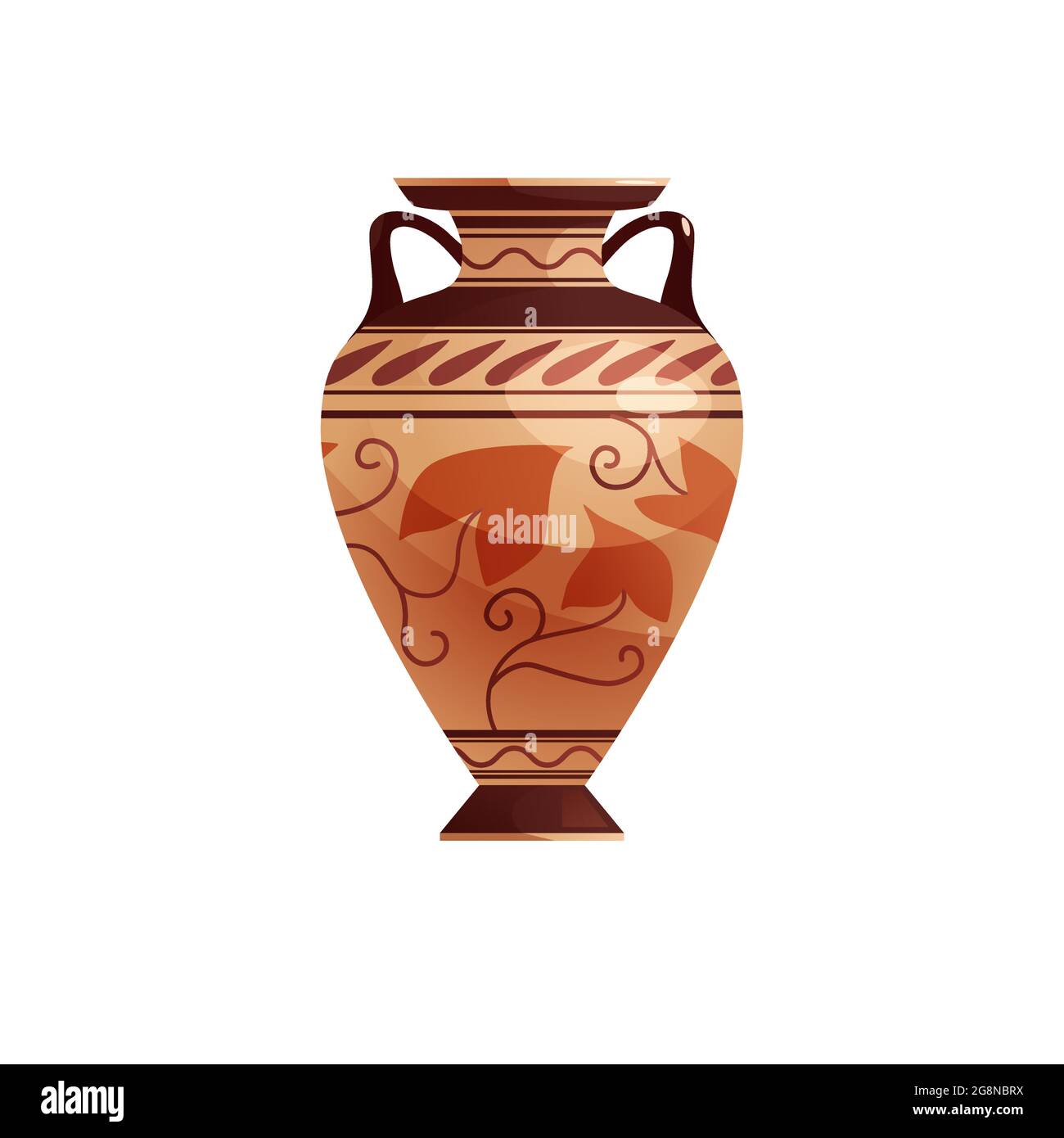 Antique Greek vase with decoration. Ancient traditional clay jar or pot