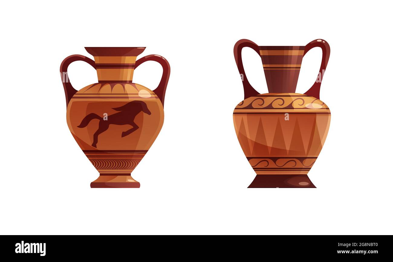 Antique Greek vase with decoration. Ancient traditional clay jar or pot