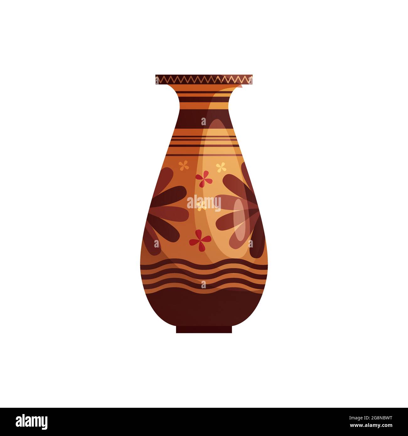 Antique Greek vase with decoration. Ancient traditional clay jar or pot for wine. Stock Vector