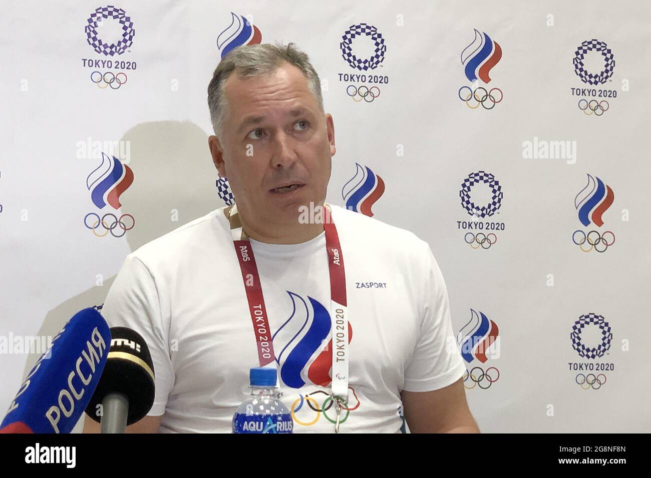 Tokyo Japan July 22 21 Russian Olympic Committee President Stanislav Pozdnyakov Gives A Press Conference Ahead Of The Summer Olympics Tokyo Was To Host The Summer Olympic Games On