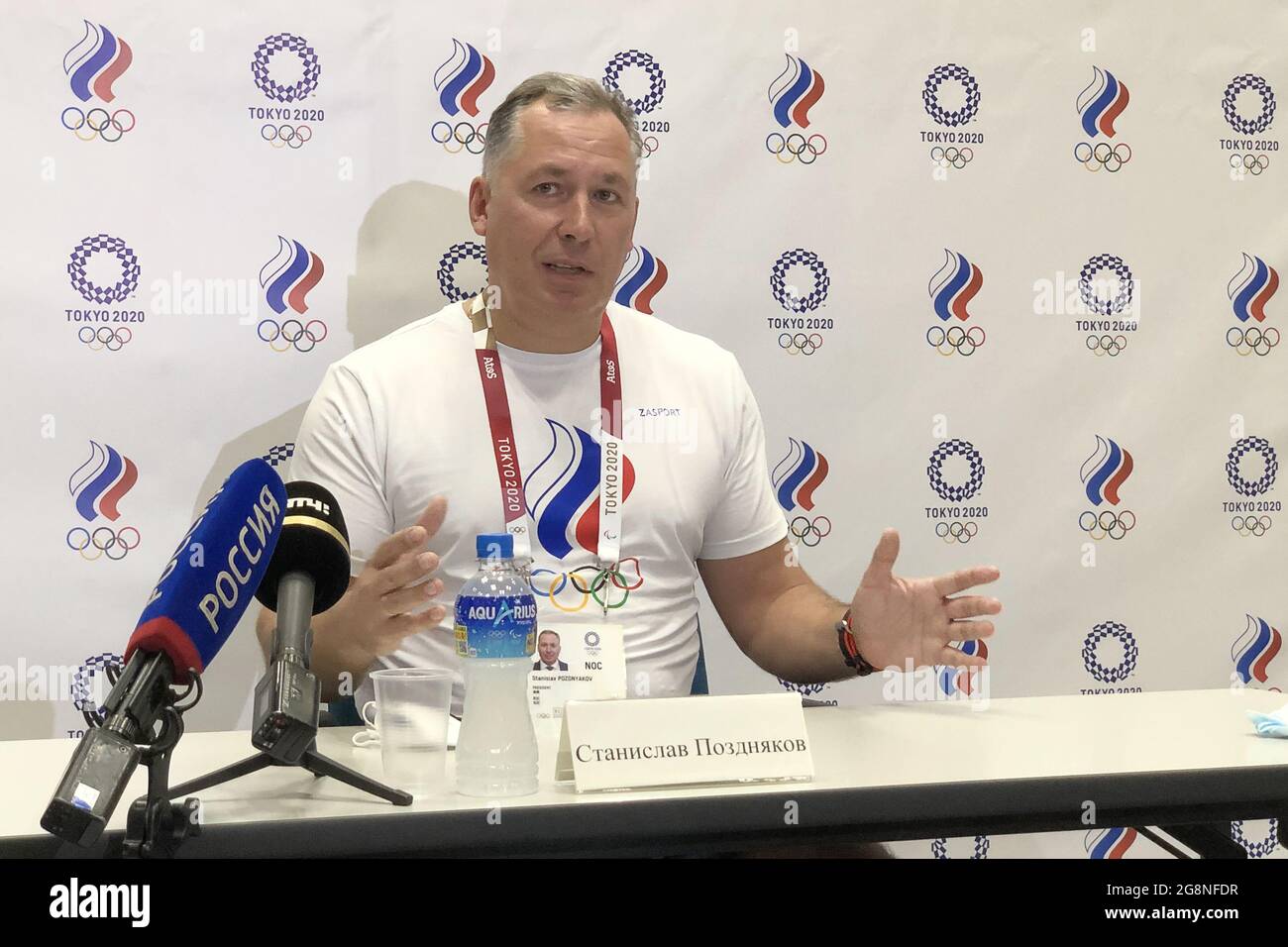 Tokyo Japan July 22 21 Russian Olympic Committee President Stanislav Pozdnyakov Gives A Press Conference Ahead Of The Summer Olympics Tokyo Was To Host The Summer Olympic Games On