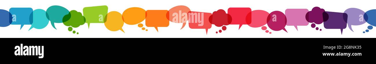eps vector illustration of colored speech bubbles in a seamless row ...