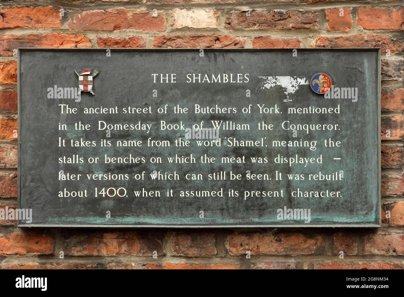 Plaque Detailing The History Of The Shambles York UK Stock Photo Alamy