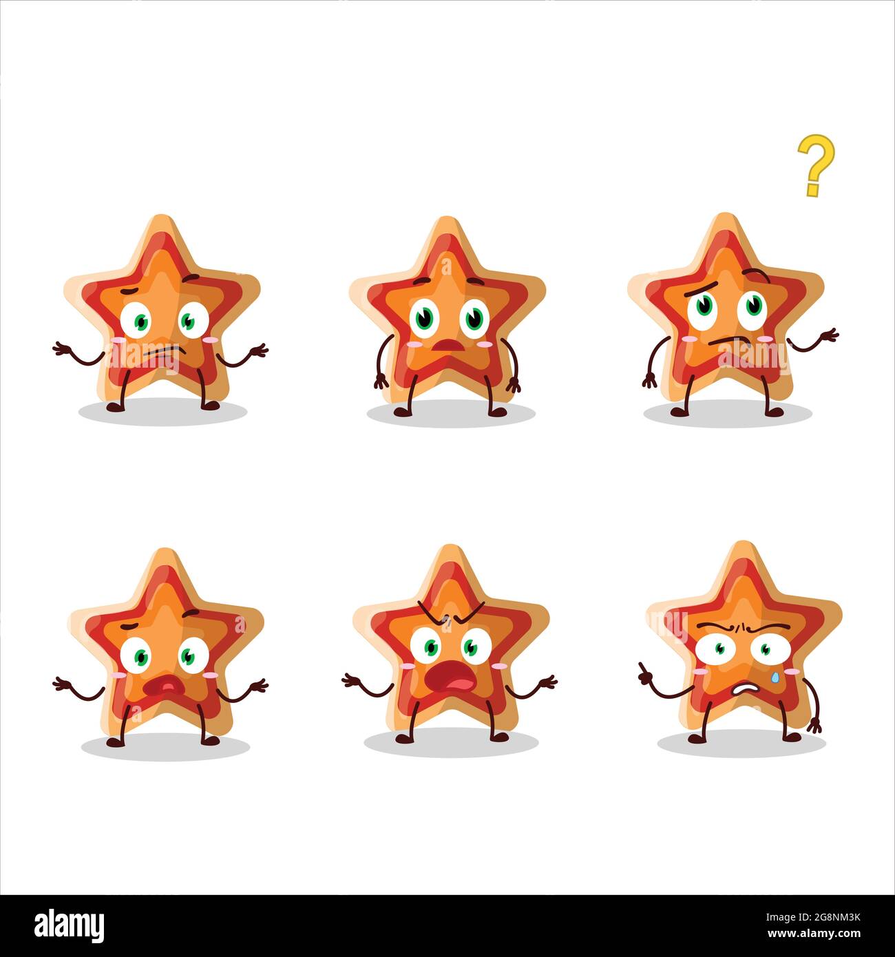 Cartoon character of star icon with what expression. Vector ...