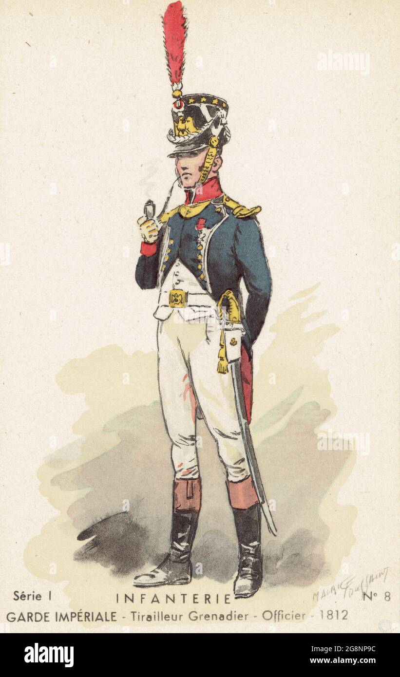 officier des tirailleurs grenadiers de la Garde Impériale en 1812 Stock