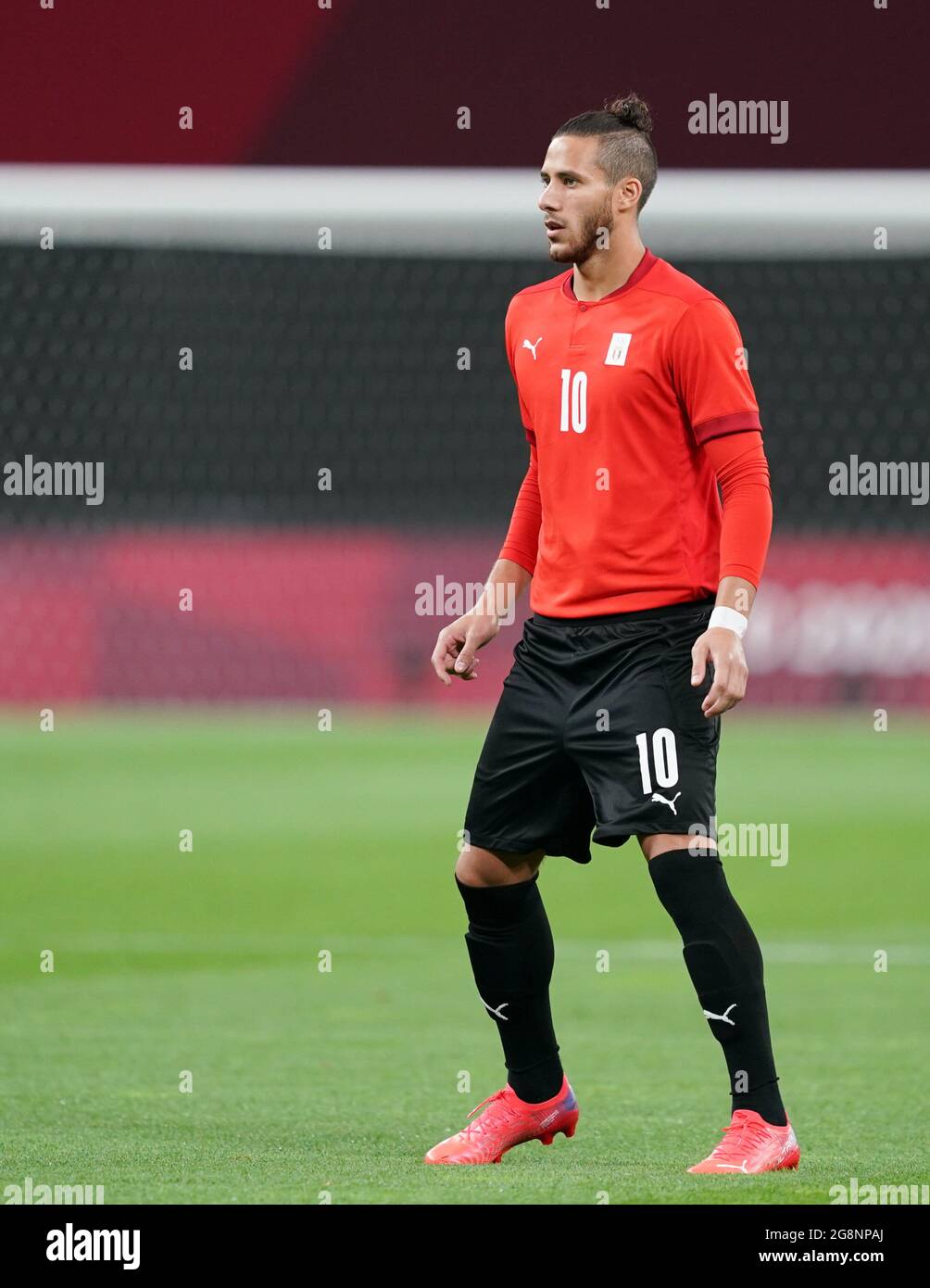 Sapporo, Japan. 22nd July, 2021. Ramadan Sobhi (10 Egypt) in aciton during the Men's Olympic Football Tournament Tokyo 2020 match between Egypt and Spain at Sapporo Dome in Sapporo, Japan. Credit: SPP Sport Press Photo. /Alamy Live News Stock Photo