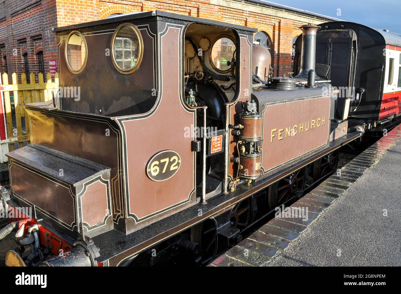 London Brighton & South Coast Railway Class A1 Stroudley 'Terrier' 0 6-0T No.672 "Fenchurch" steam locomotive on the Bluebell Railway. Preserved Stock Photo