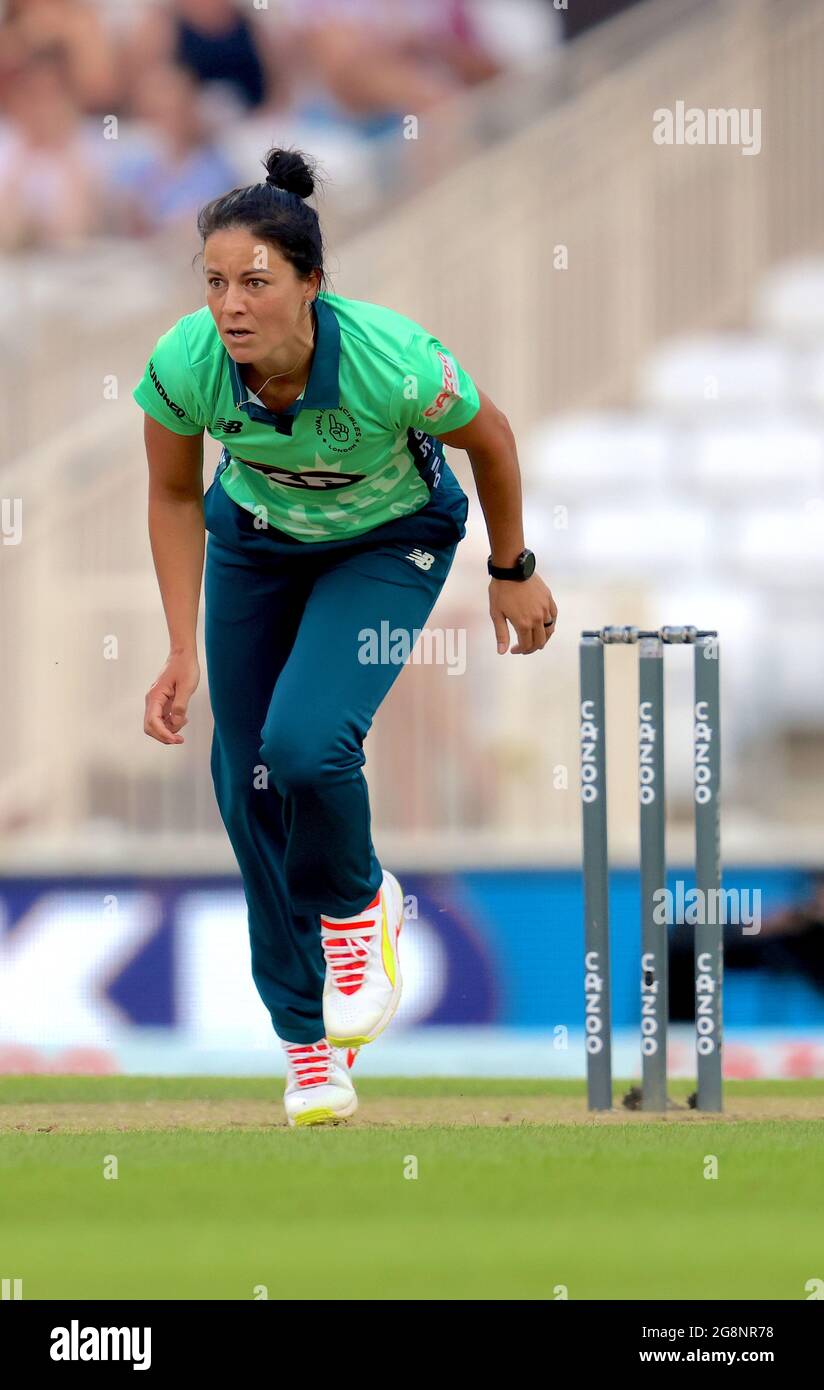 London Uk July 21 2021 Marizanne Kapp Of The Oval Invincibles Bowling As The Oval Invincibles Take On The Manchester Originals In The Hundred Women S Cricket Competition At The Kia Oval