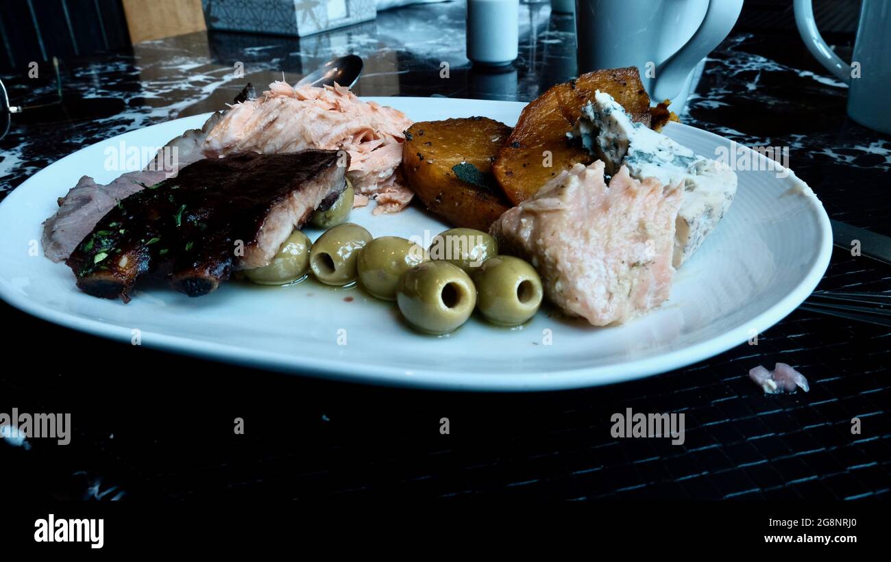 Food on the Table Hotel Restaurant Buffet Bangkok Thailand Stock Photo