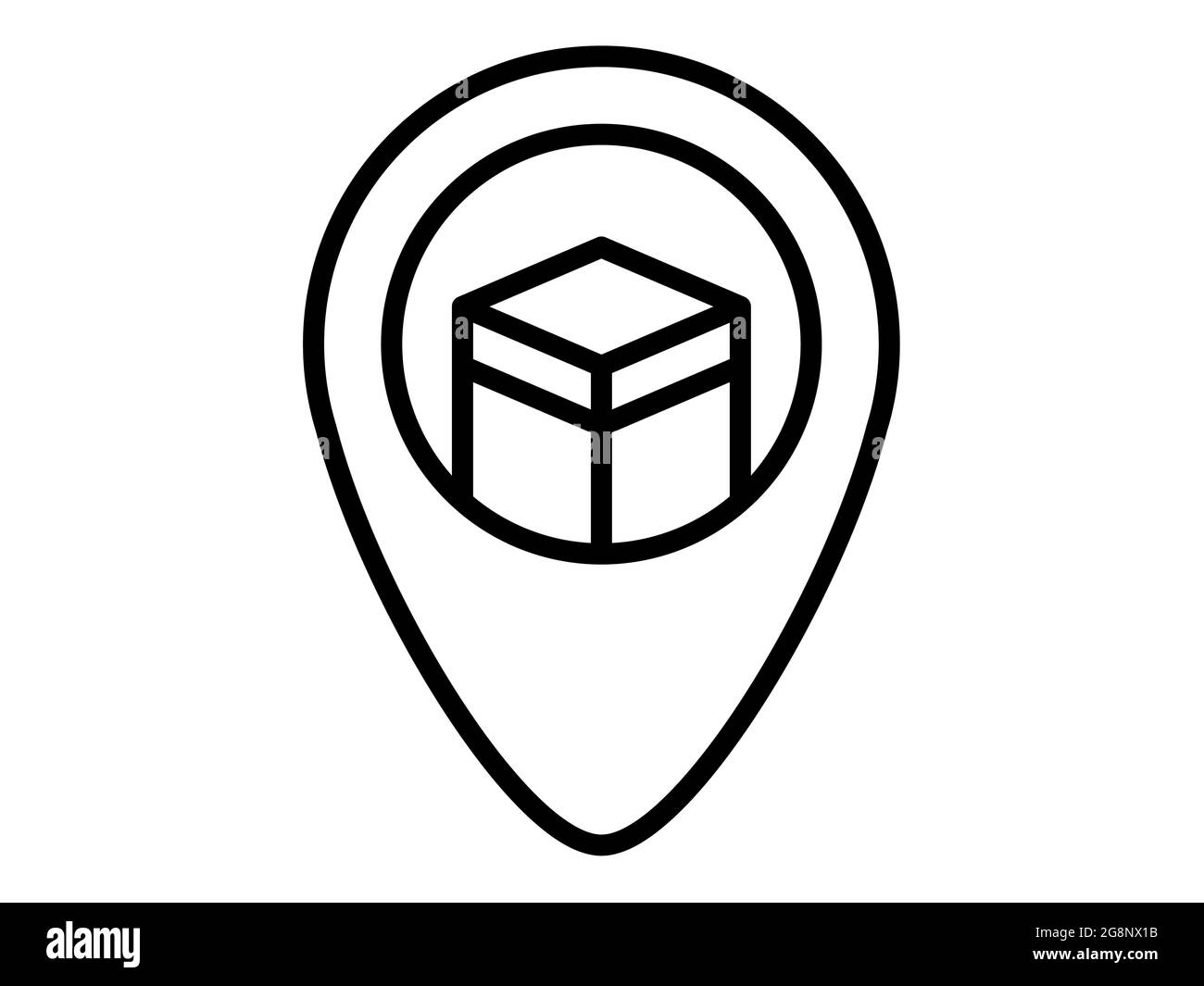 kaba mecca pin location single isolated icon with outline style vector illustration Stock Photo