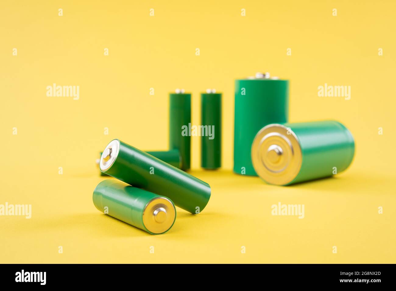 Green eco batteries, environment friendly battery Stock Photo Alamy
