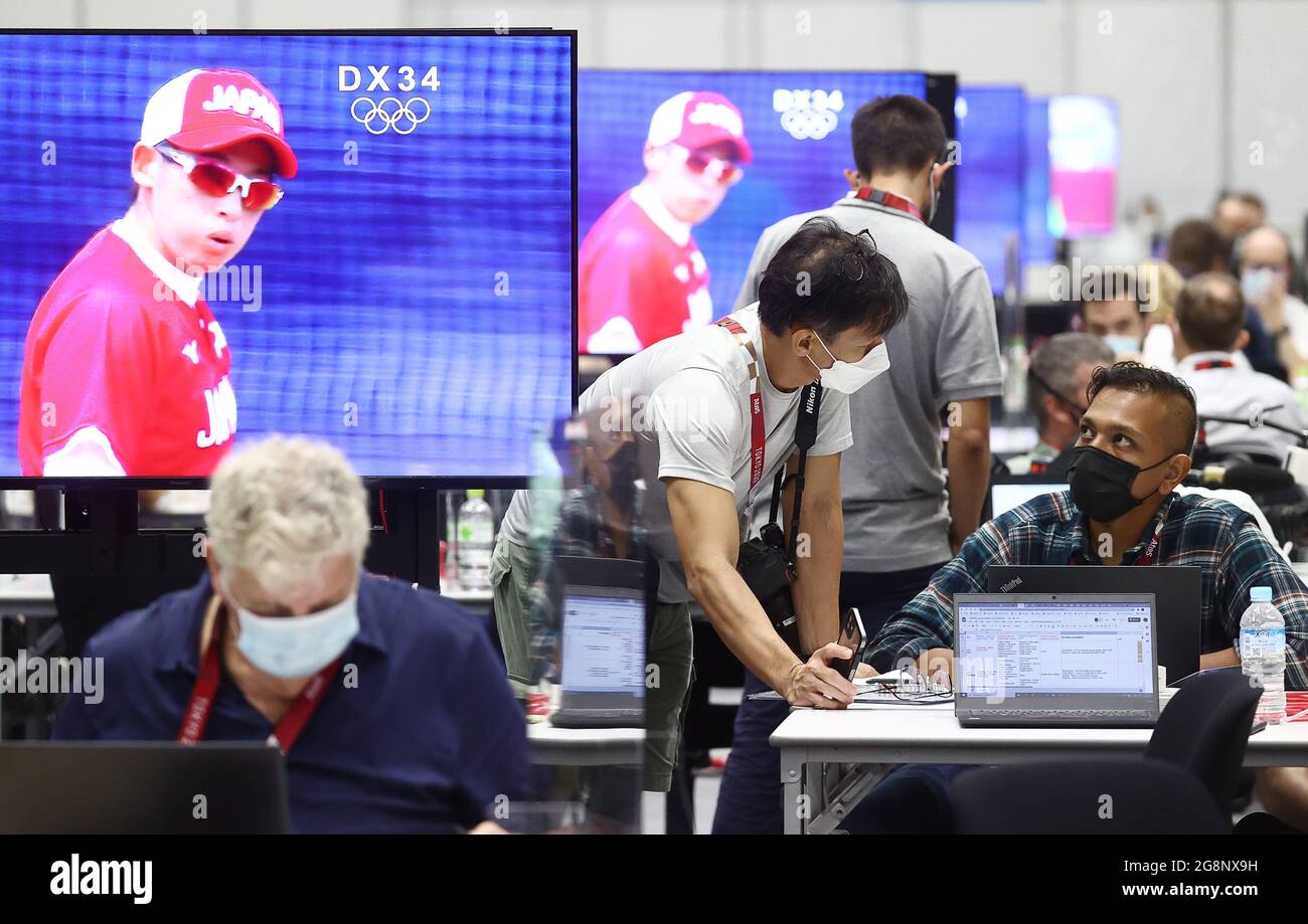 Tokyo Japan July 22 21 Journalists Work At The Main Press Centre Of The Summer Olympics Tokyo Was To Host The Summer Olympic Games On July 24 August 9