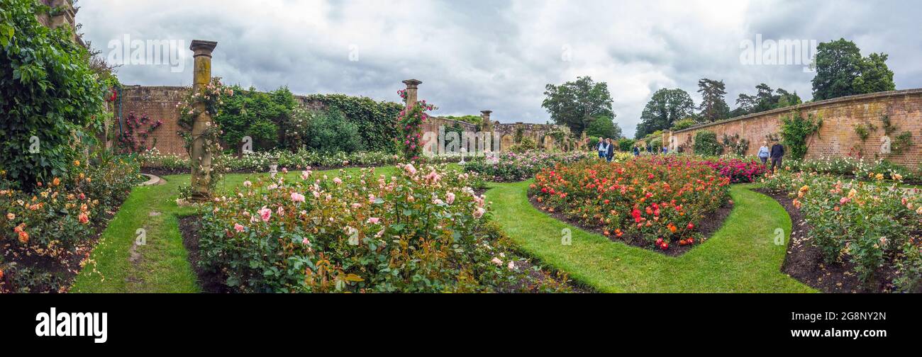 Rose Garden,Hever Castle,Hever,Kent,England - Panorama Stock Photo