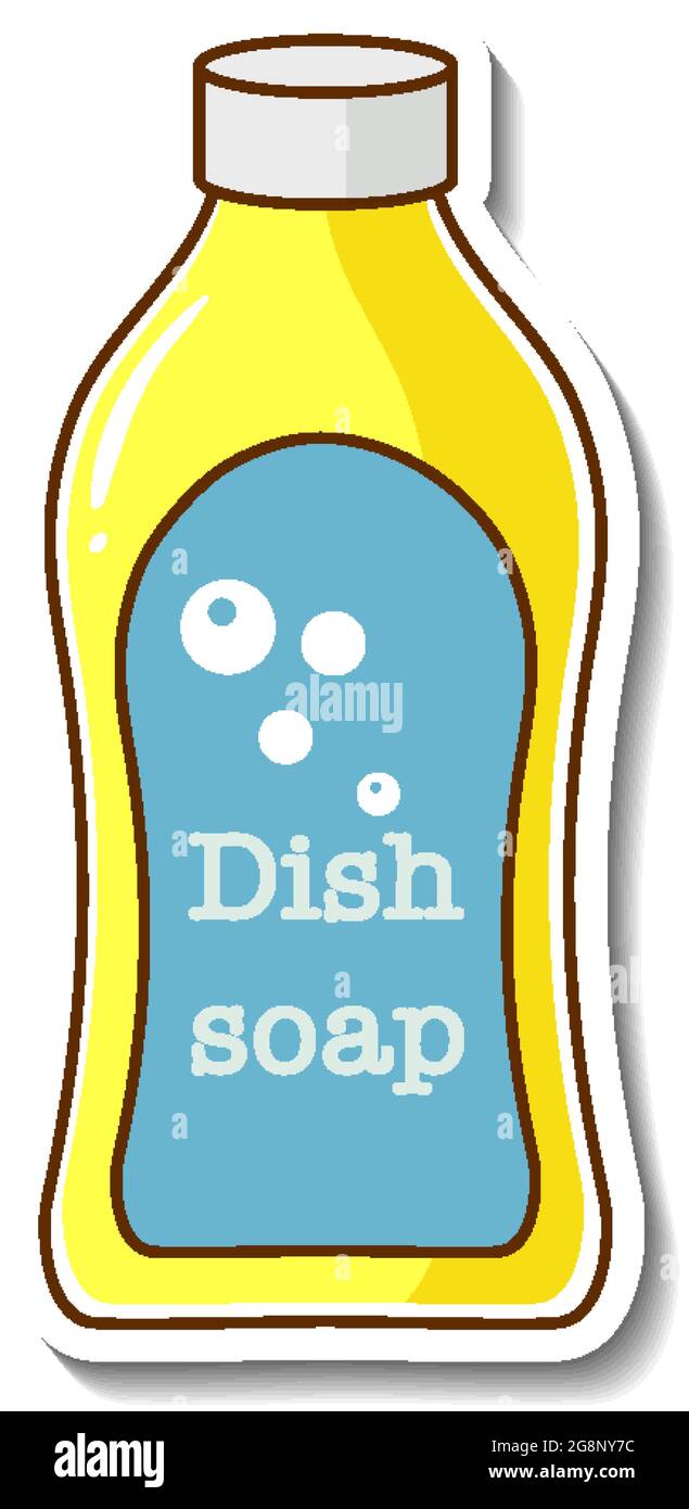 A sticker template with Dish soap bottle isolated illustration Stock