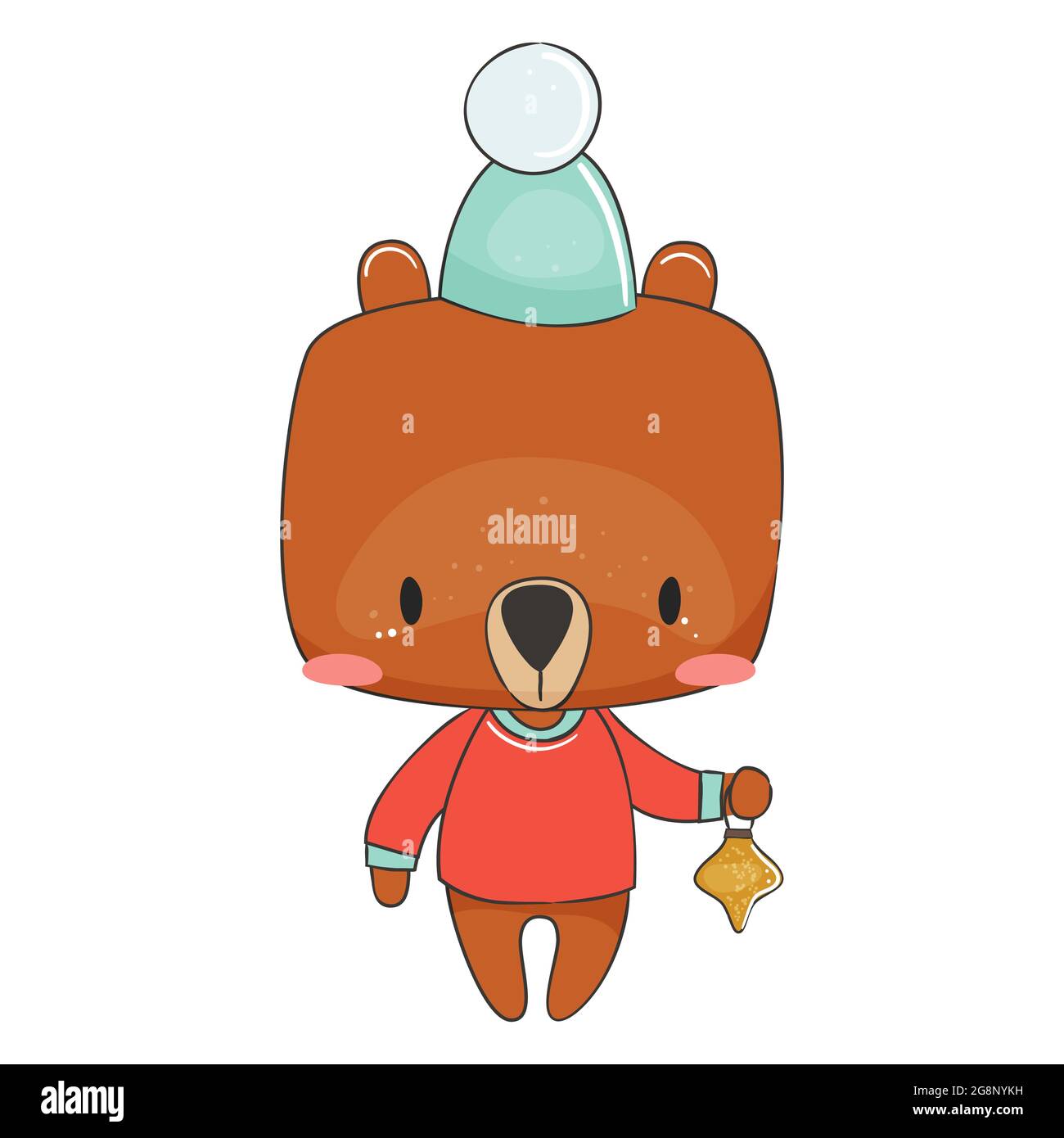 Cute christmas bear in cartoon style. Vector illustration Stock Vector ...