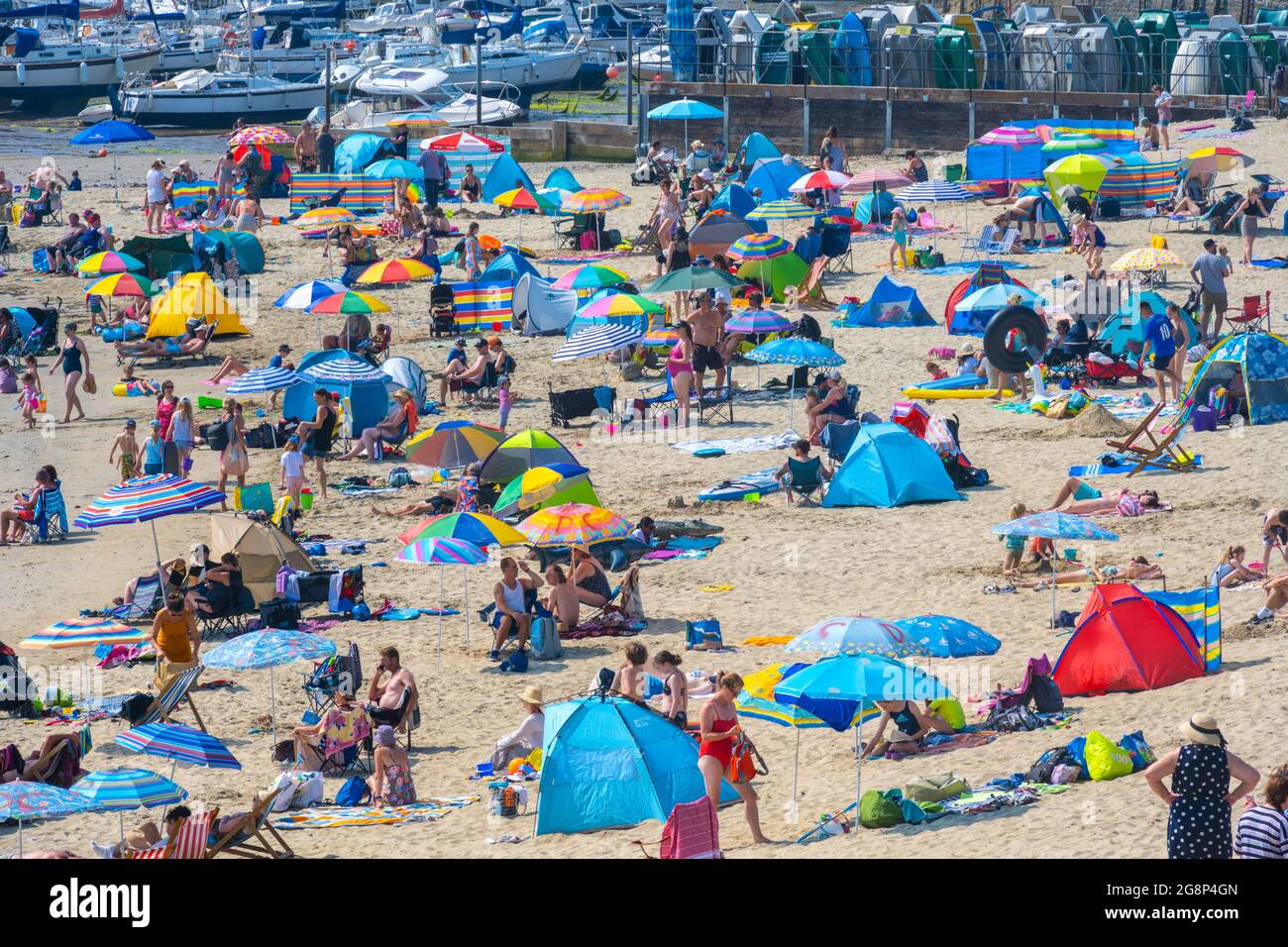 Lyme Regis, Dorset, UK. 22nd July, 2021. UK Weather Holiday makers