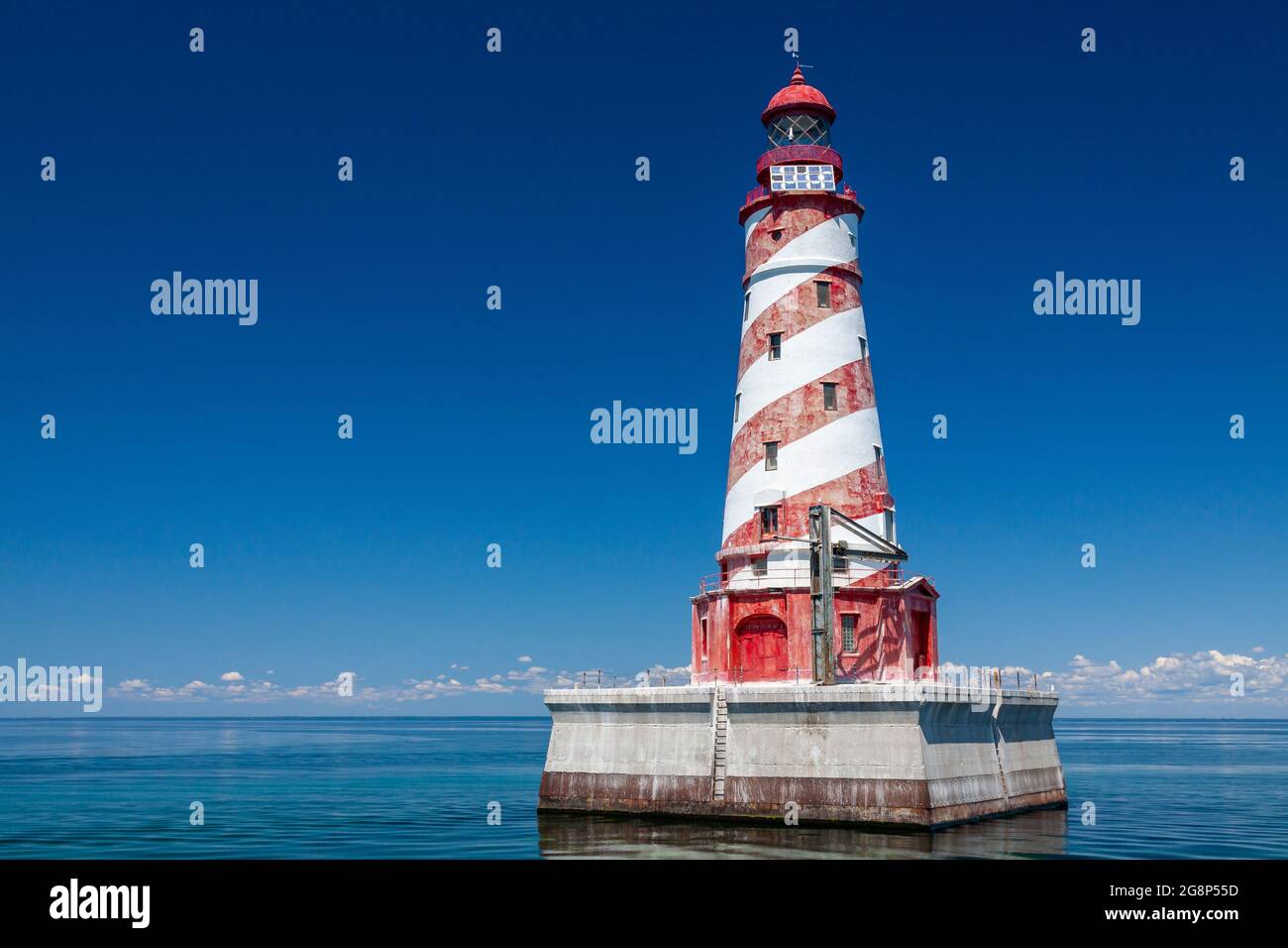 White Shoal Lighthouse - An offshore lighthouse on Lake Michigan Stock Photo