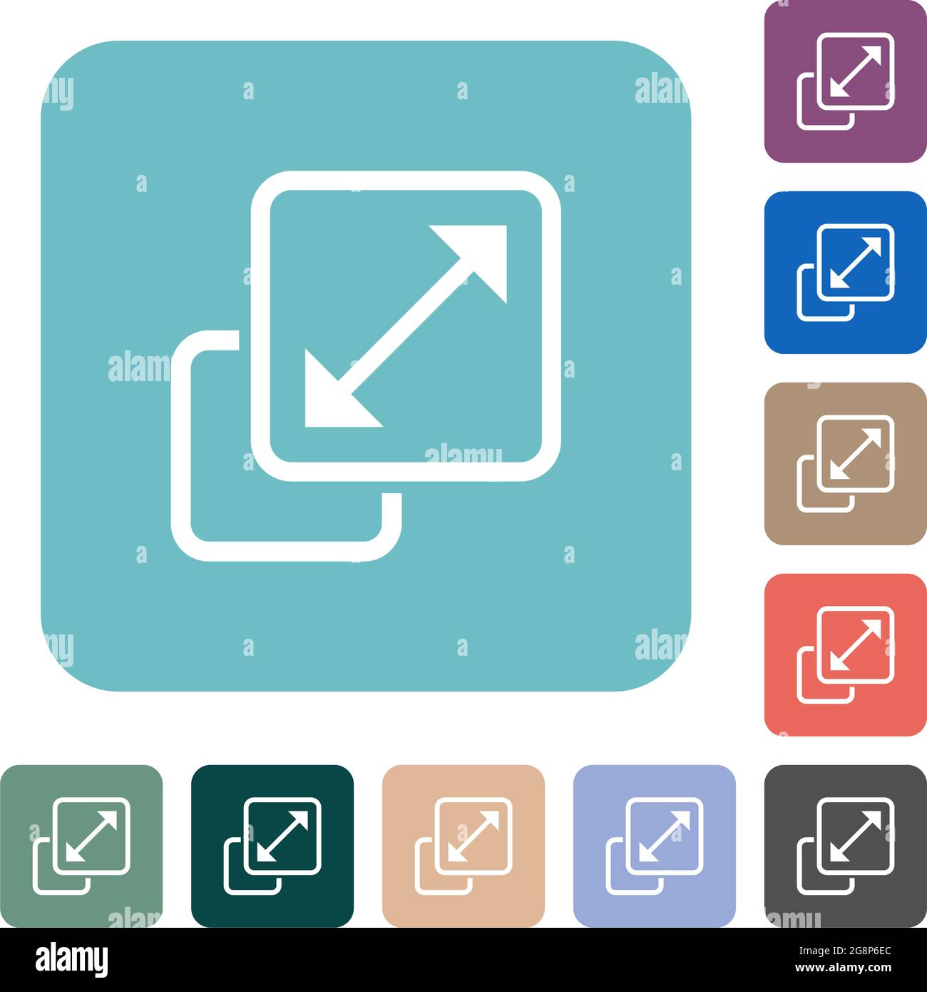 Resize element outline white flat icons on color rounded square ...