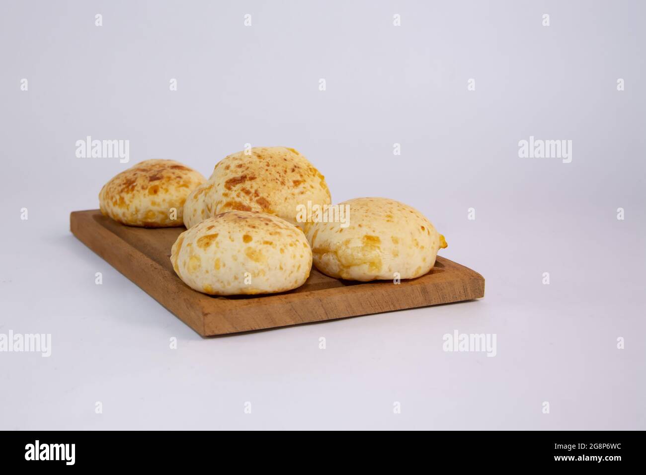 Closeup of delicious, traditional Paraguayan chipa bread on a white isolated background Stock Photo