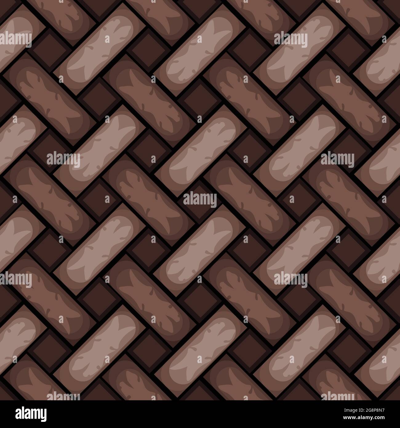 Seamless vector pattern texture with brown braiding. Repeat wallpaper design with knitted braid. Effective fabric material. Stock Vector