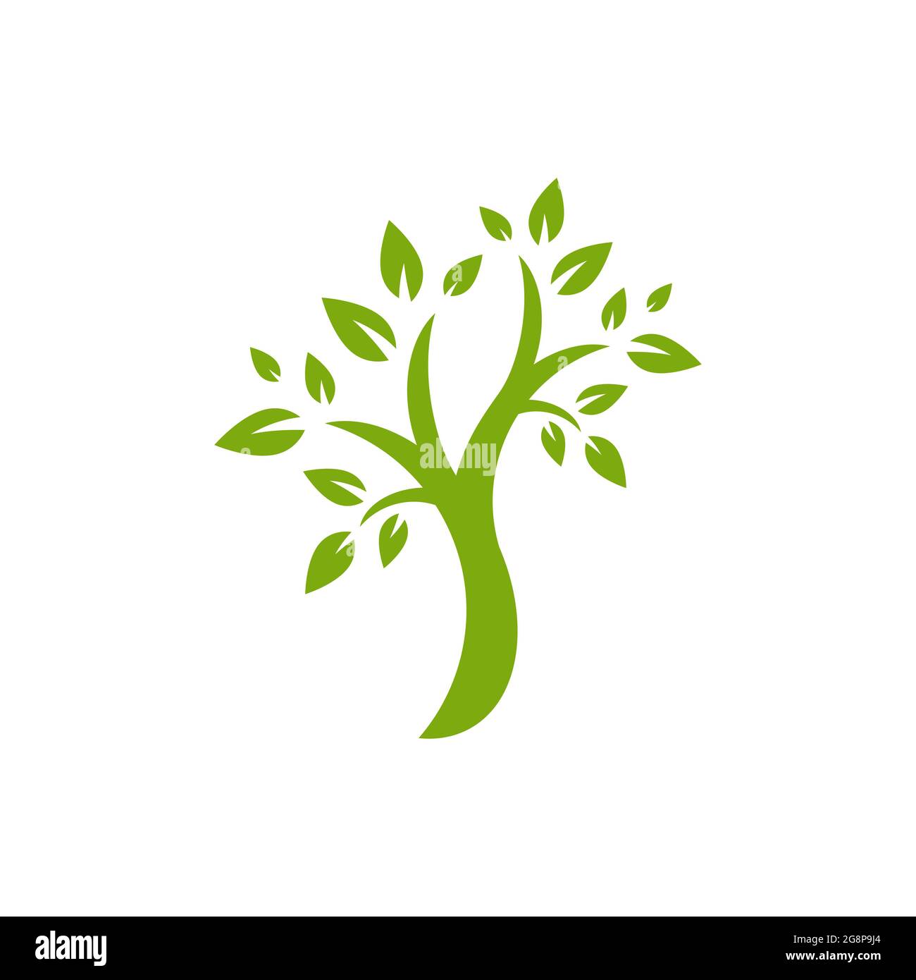 Green flat tree with leaves isolated on white. organic symbol. Natural, fresh, eco logo. Wild nature. environment day logo. Earth day or Arbor day ico Stock Vector