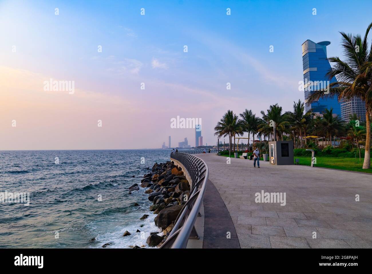 Jeddah beach Saudi Arabia April 30 2021 - Red Sea corniche View Stock Photo