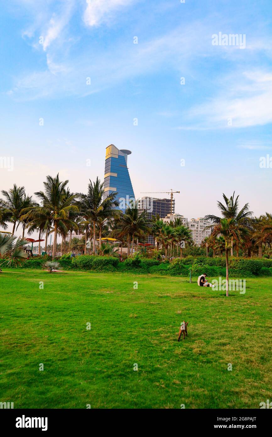 Jeddah beach Saudi Arabia April 30 2021 - Red Sea corniche View Stock Photo