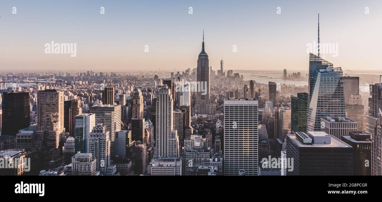New York City Manhattan downtown skyline Stock Photo - Alamy