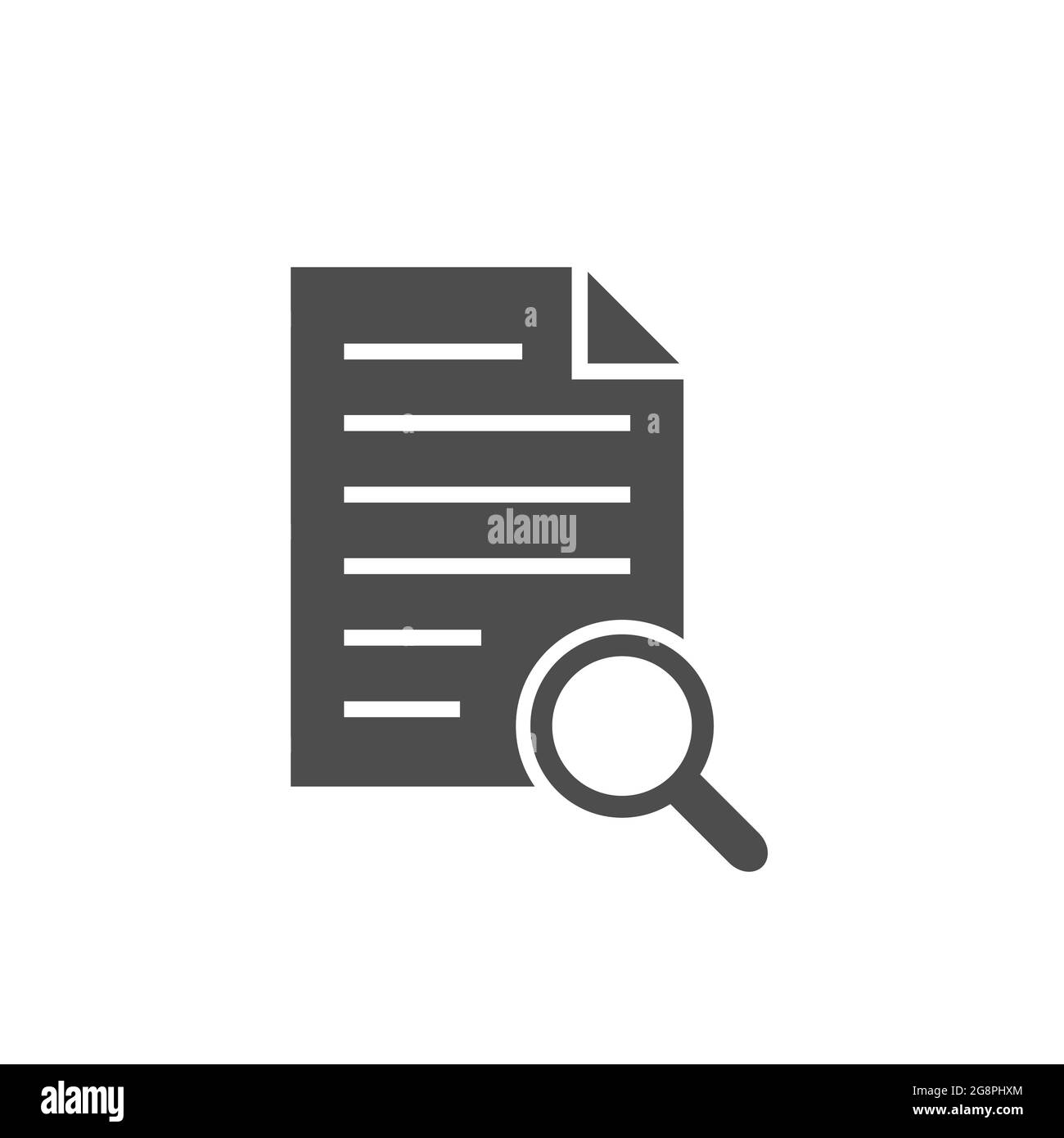 Document with magnifier loupe business concept. File search icon ...