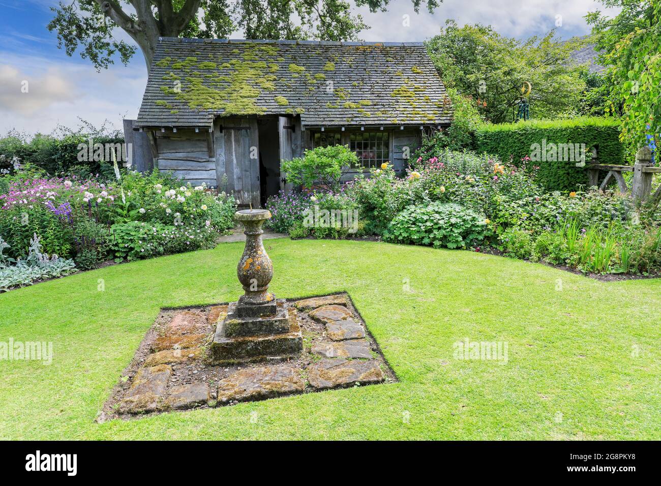 A sun dial at Wollerton Old Hall Gardens garden Wollerton Market Drayton Shropshire England UK Stock Photo